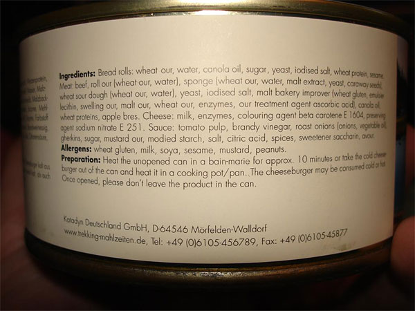 Cheeseburger in a Can cooking instructions.