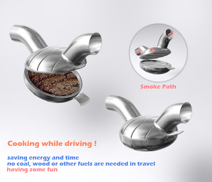 Close up detail of the Exhaust Burger cooking chamber